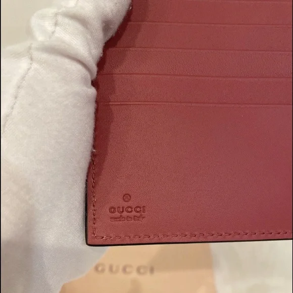 GUCCI 470071 GG Supreme Monogram Blooms Print French Flap Wallet Antique Rose - Picture 13 of 13